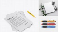 5453+ A4 Paper Sheets with Pen PSD Mockup High-End Creative PSD Template