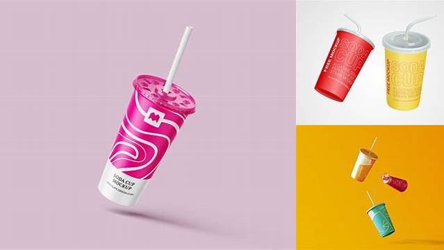 5453+ Paper Soda Cup With Straw PSD Mockup Exclusive Free Photoshop Mockup