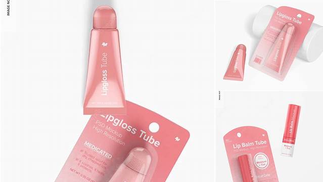 5454+ Lip Gloss Tube with Blister PSD Mockup Versatile Photoshop File