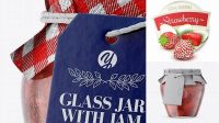 5455+ Glass Strawberry Jam Jar with Fabric Cap and Label Exclusive Digital PSD Resource