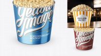 5456+ Large Metal Popcorn Bucket PSD Mockup High-Angle Shot Download Professional PSD