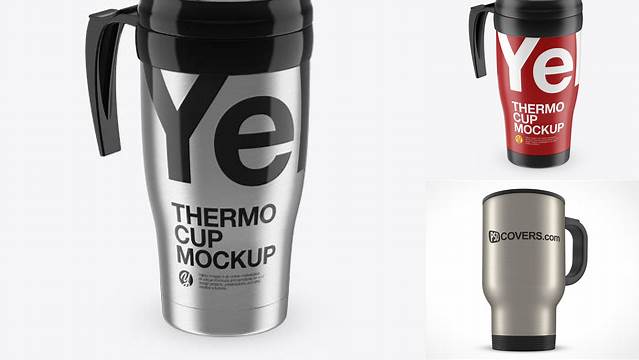 5459+ Steel Thermo Cup PSD Mockup High-Angle Shot Include TIFF