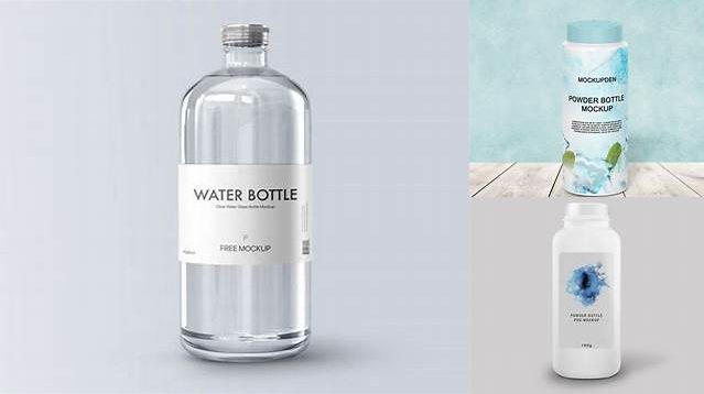 546+ Clear Glass Bottle with Powder PSD Mockup Unique and Editable PSD