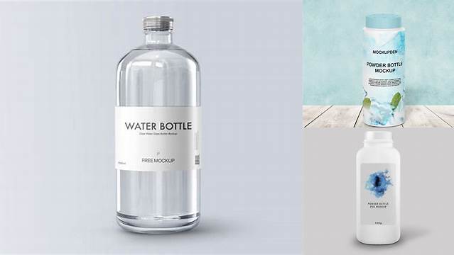 546+ Clear Glass Bottle with Powder PSD Mockup Unique and Editable PSD