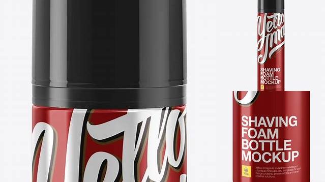 5460+ Glossy Metallic Shaving Foam Bottle With Cap PSD Mockup Advanced Photoshop Design Free