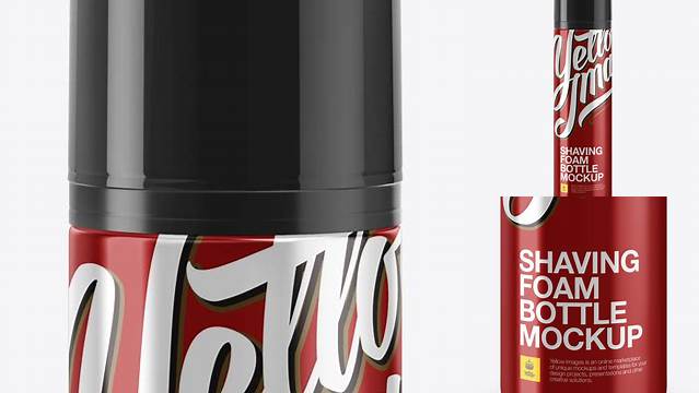 5460+ Glossy Metallic Shaving Foam Bottle With Cap PSD Mockup Advanced Photoshop Design Free