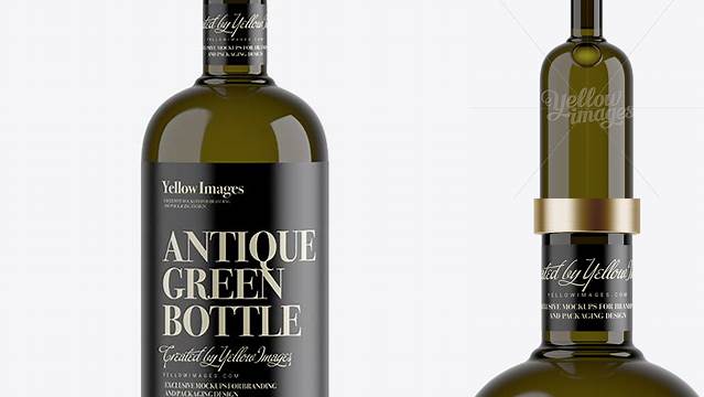 5469+ 700ml Antique Green Glass Bottle PSD Mockup Elegant Photoshop Mockup