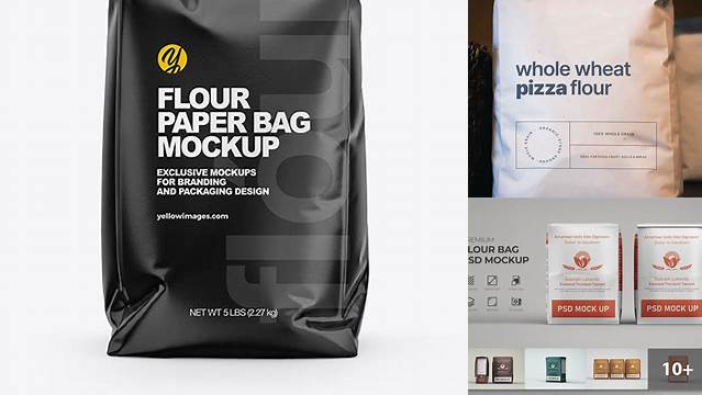 547+ Glossy Flour Bag PSD Mockup Half Side View Unique and Creative Free PSD File