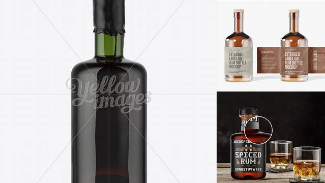 5474+ Green Glass Rum Bottle PSD Mockup Custom Mockup PSD for Free