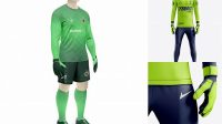 5474+ Men’s Full Soccer Goalkeeper Kit with Pants PSD Mockup Front View Editable and Customizable PSD