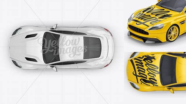 5475+ Aston Martin Vanquish PSD Mockup Top View High-Resolution PSD Download