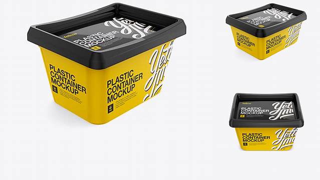 5476+ 500g Glossy Butter Tub PSD Mockup Halfside View High-Angle Shot Custom Design Freebie PSD