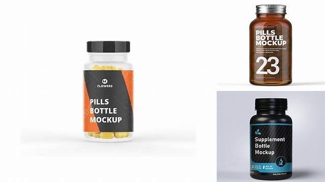 5476+ Dark Green Glass Bottle With Pills PSD Mockup Elegant Free Graphic Resource