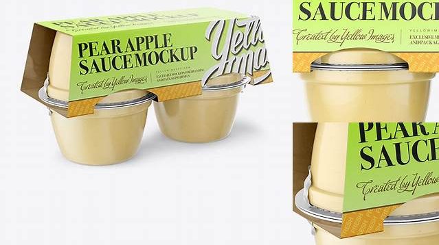 5477+ Pear Apple Sauce 4-4 Oz. Cups PSD Mockup Halfside View Creative PSD Resources