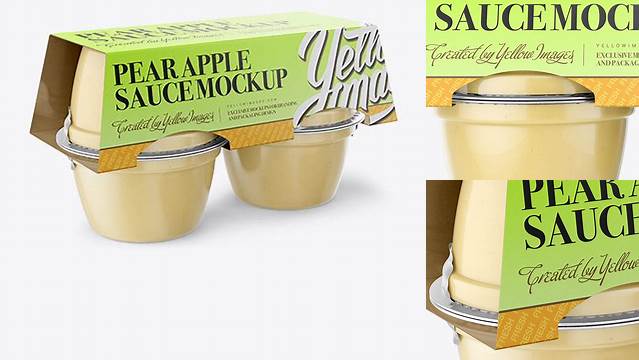 5477+ Pear Apple Sauce 4-4 Oz. Cups PSD Mockup Halfside View Creative PSD Resources