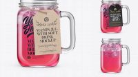 5478+ Opened Mason Jug with Fruit Drink PSD Mockup Front View Smart Layer Mockup Free