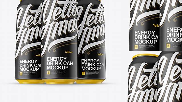 5479+ Three 500ml Matte Aluminium Cans PSD Mockup Hero Shot High-End Layered Mockup Free