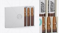 5482+ Amber Glass Ampoules Pack PSD Mockup Half Side View High-Angle Shot High-End Layered Mockup Free