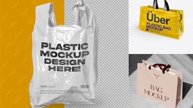 5482+ Plastic Shopping Bag PSD PSD Mockup Half Side View Exclusive Free PSD Mockups