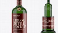 5485+ 700ml Green Glass Liquor Bottle PSD Mockup Fully Customizable Photoshop Freebie