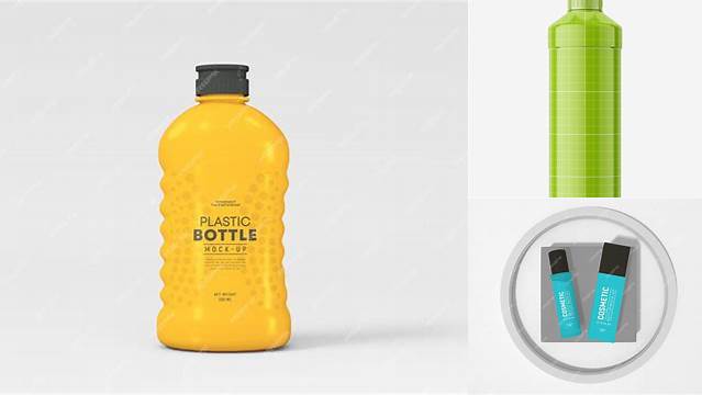 5487+ 150ml Glossy Plastic Bottle PSD Mockup High-Quality PSD Files