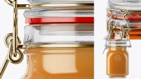 5491+ 900ml Raw Honey Glass Jar with Clamp Lid PSD Mockup Half Side View Free Downloadable PSD