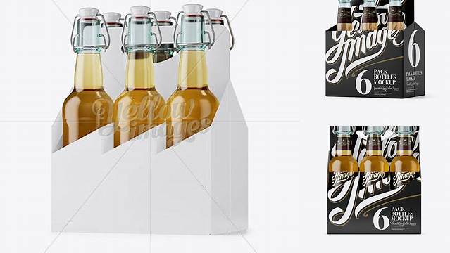 5494+ White Paper 6 Pack Clear Bottle Carrier PSD Mockup Halfside View Smart Editable Design Mockup