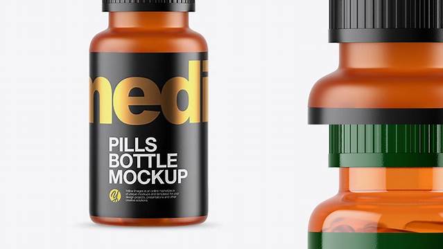 5495+ Frosted Orange Fish Oil Bottle PSD Mockup High-End Professional PSD Resources