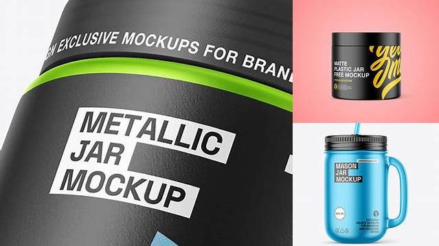 5495+ Metallized Plastic Jar PSD Mockup Advanced and Editable PSD Template Free