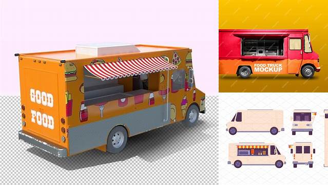 5496+ Foodtruck PSD Mockup Back View Download Professional PSD