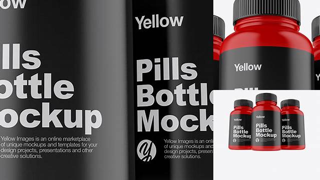 5500+ Three Matte Pills Bottles PSD Mockup Front View Hero Shot Professional Editable Freebie PSD