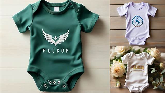 5503+ Baby Bodysuit PSD Mockup Back Side Top View Elegant and Stylish Mockup