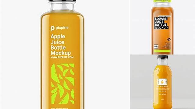 5503+ Square Apple Juice Bottle PSD Mockup Free PSD for Designers