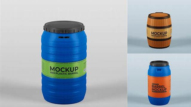 5504+ 250L Plastic Barrel PSD Mockup Professional PSD Mockup