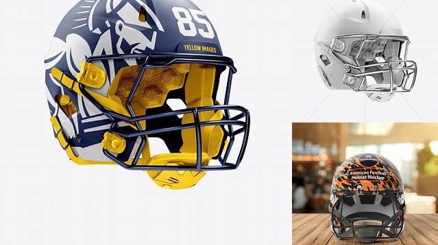 5504+ Matte American Football Helmet PSD Mockup Halfside View Download Free Editable PSD Template