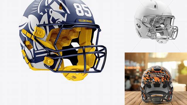 5504+ Matte American Football Helmet PSD Mockup Halfside View Download Free Editable PSD Template