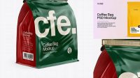 5505+ Glossy Coffee Bag With Tin-Tie PSD Mockup Half Side View Fully Layered Photoshop Freebie