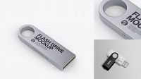 5508+ Aluminium Flash Drive PSD Mockup Side View High-Angle Shot Custom Graphic Resource Free Download