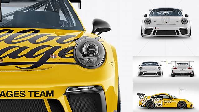 5508+ Porsche 911 GT3 PSD Mockup Front View Download Customizable PSD