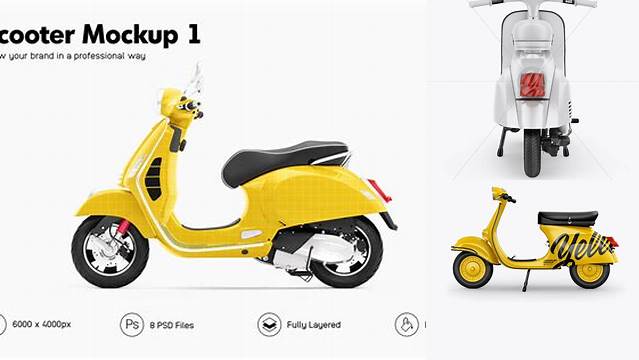 5512+ Vespa Scooter PSD Mockup Back View Smart Design Template Free