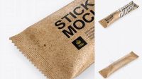 5515+ Kraft Stick Sachet PSD Mockup Halfside View High-Angle Shot Unique High-Resolution Design Freebie