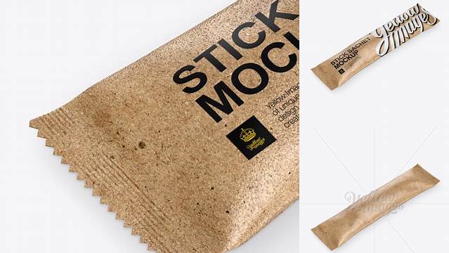 5515+ Kraft Stick Sachet PSD Mockup Halfside View High-Angle Shot Unique High-Resolution Design Freebie