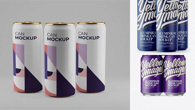 5517+ 4 Matte Aluminium Cans PSD Mockup Front View Creative Free PSD Graphic Design