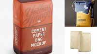 5518+ Cement Paper Bag PSD Mockup Halfside View High-Angle Shot Smart Object PSD Template