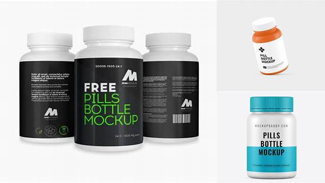 5519+ Glossy Plastic Pills Bottle PSD Mockup Front View Premium Mockup Freebie