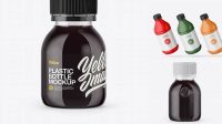 5525+ 60ml Plastic Bottle with Dark Soft Drink PSD Mockup Creative Design Mockup