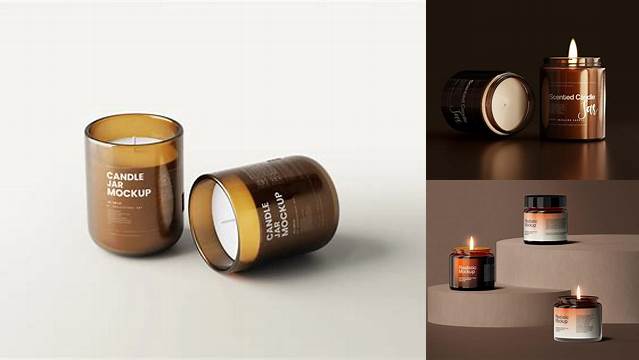 5528+ Amber Glass Candle PSD Mockup Stylish Free PSD