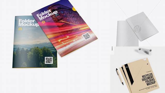 5532+ Two Folders PSD Mockup High-Angle Shot Exclusive Free Photoshop Mockup