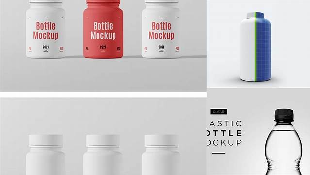 5533+ White Plastic Bottle PSD Mockup Front View Editable Mockup PSD