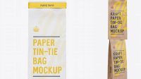 5534+ Paper Bag with a Plastic Tin-Tie PSD Mockup Front View Professional Quality PSD Freebie